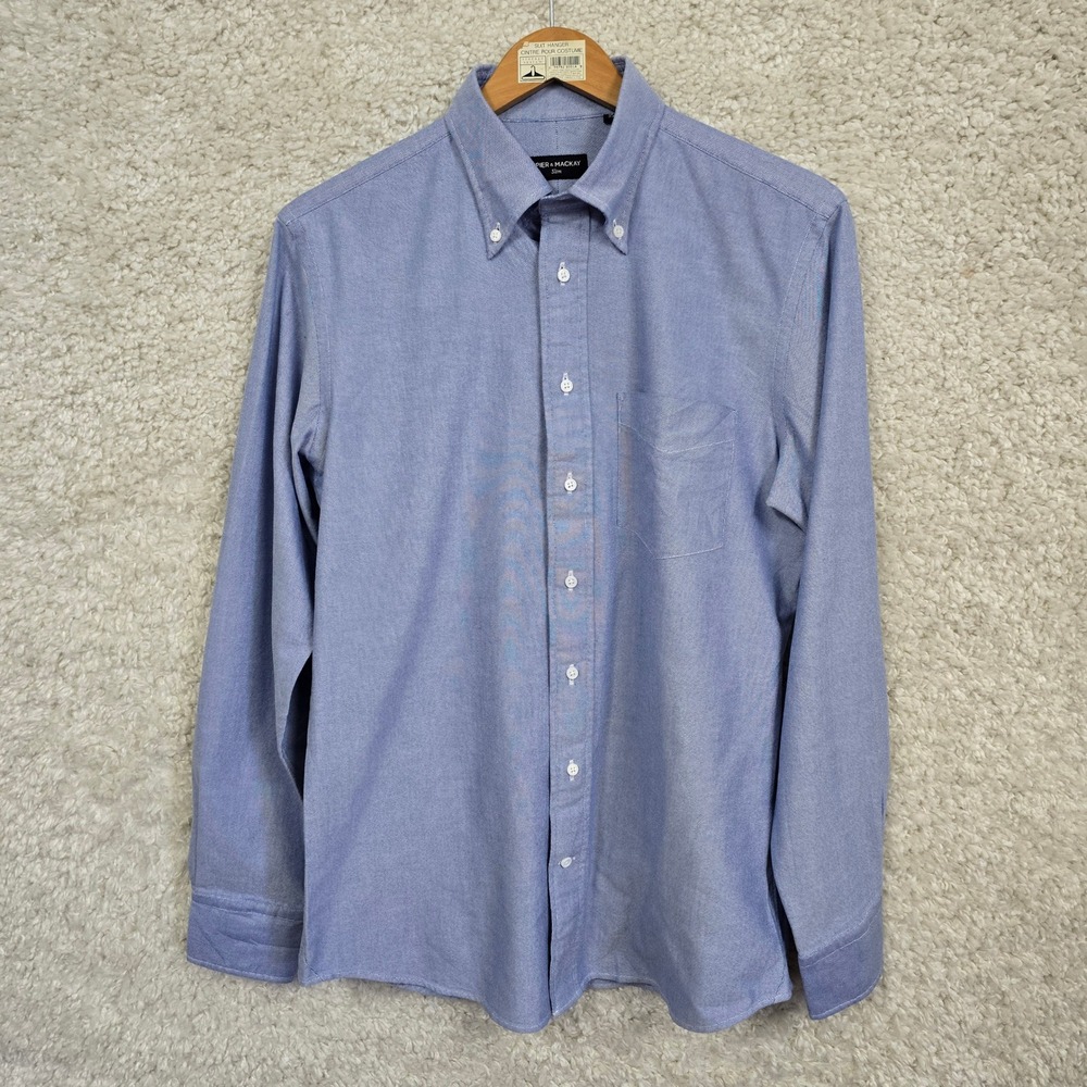 Spier & Mackay Oxford Shirt Mens 15.5 35 Blue Slim Fit Button Down Preppy